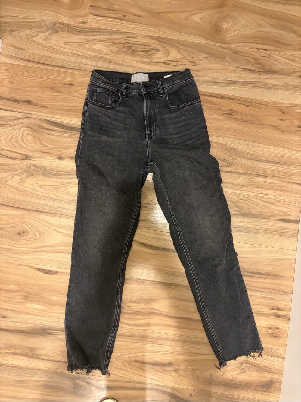 Everlane high waist straight washed black Cropped Ankle Jeans